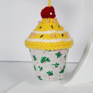 Crochet Cupcake Christmas Ornament